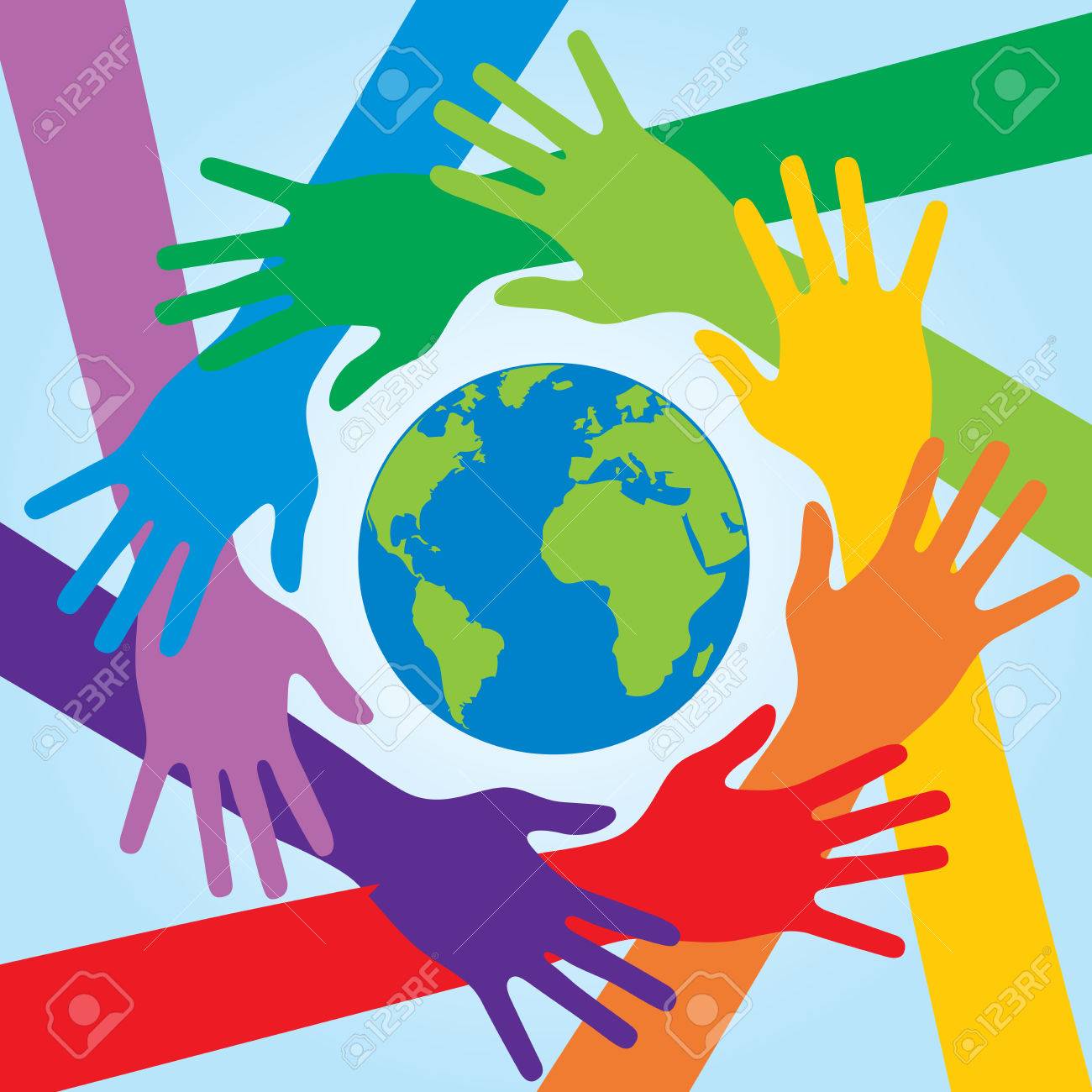 Human Arms Colorful Holding Hands Around Planet Earth Royalty Free