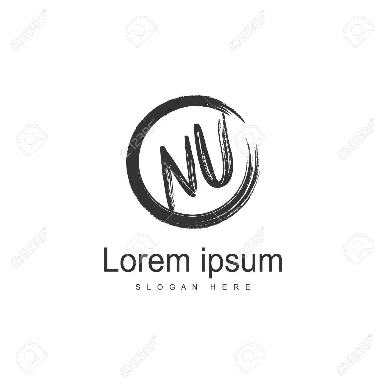 Initial Nu Logo Template With Modern Frame Minimalist Nu Letter Royalty Free Cliparts Vectors And Stock Illustration Image 130617488