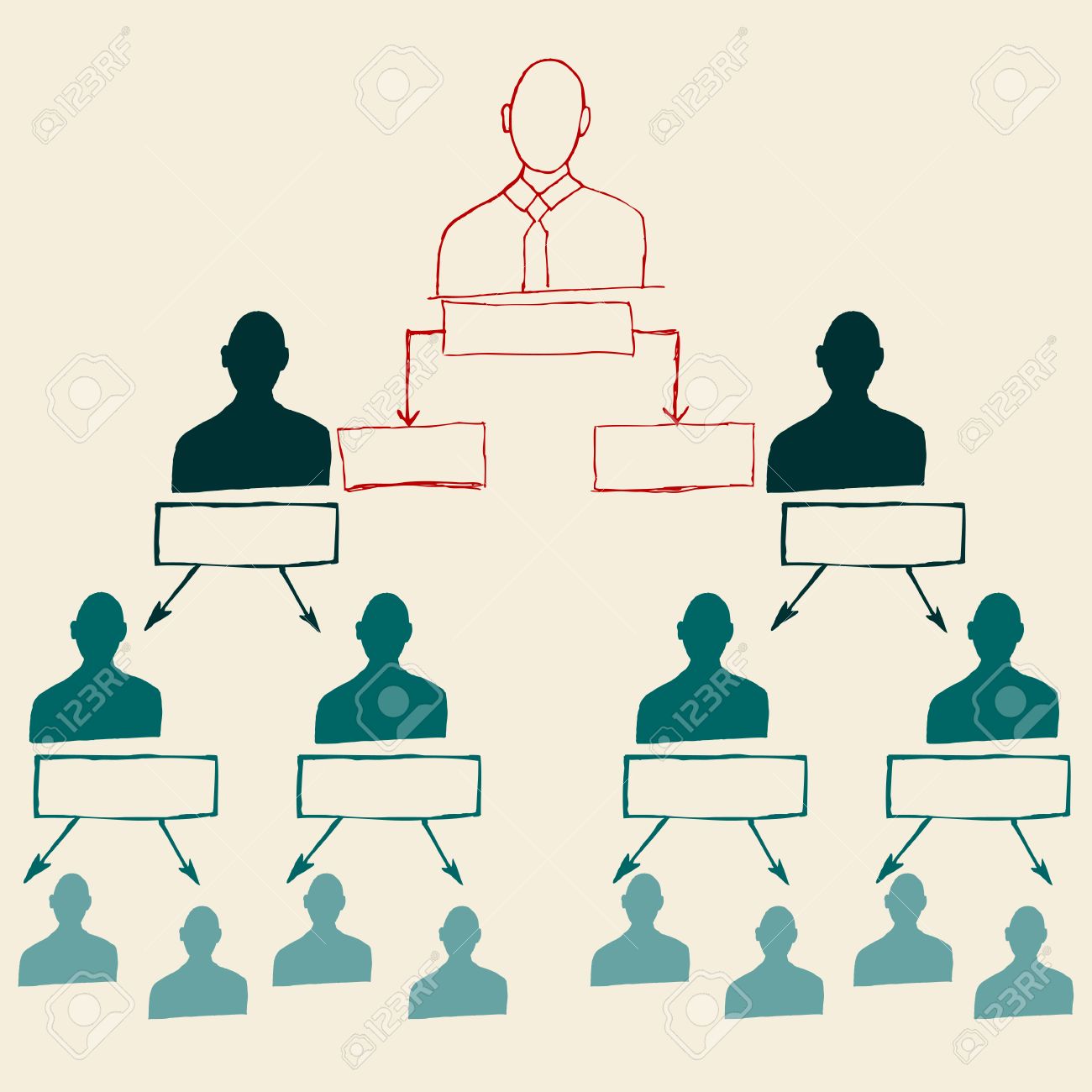 ネットワーク ビジネス 企業の階層の手描きのスケッチ のイラスト素材 ベクタ Image 37825404