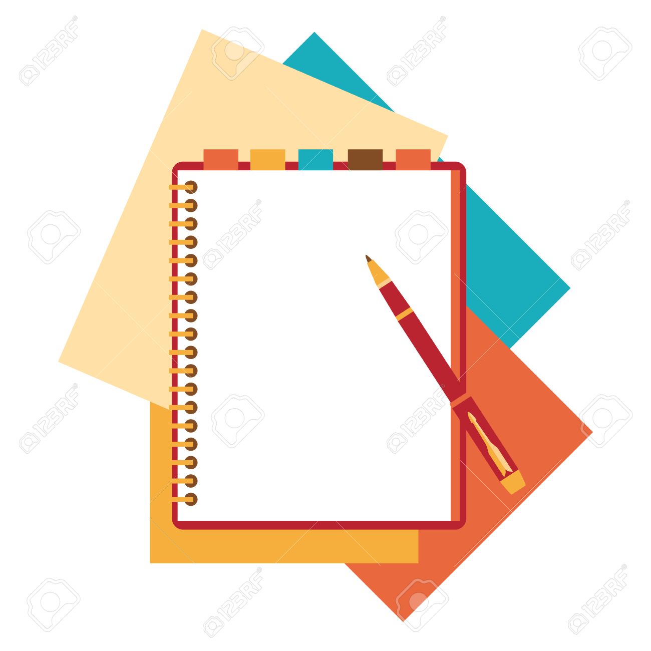 Flat design notepad, paper sheet. - 40981489 Flat design notepad, paper sheet. - 40981489