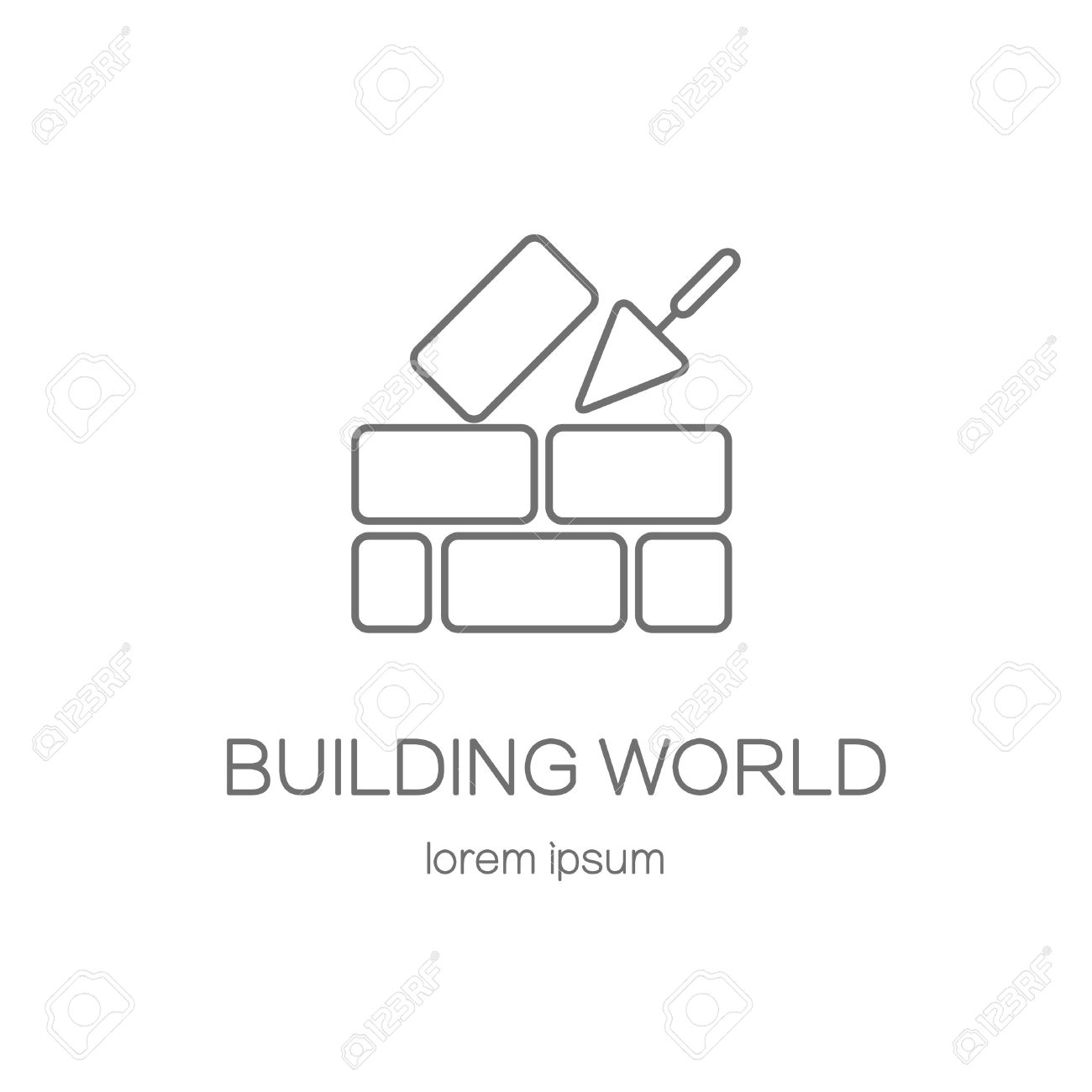 Maison Réparation Logo Ciment Truelle Et Mur De Briques Isolé Sur