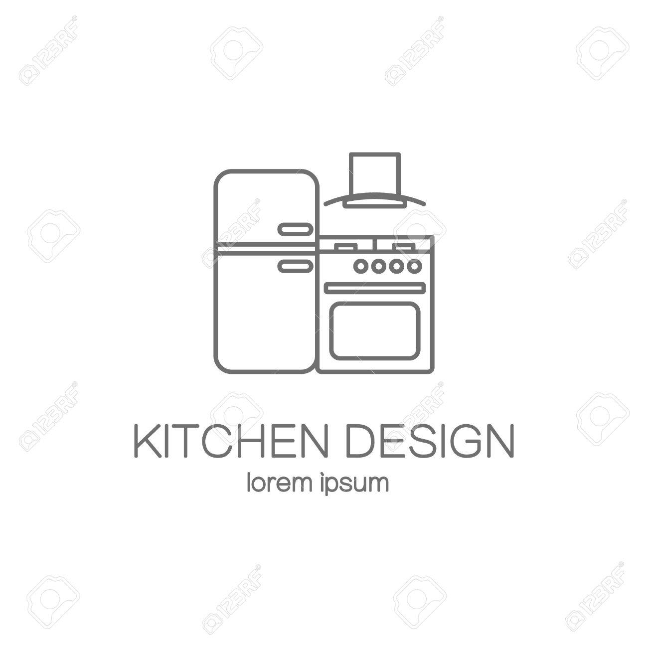 Kitchen Design Line Icon Web Logotype Design Templates Modern Kitchen Design Line Icon Web Logotype Design Templates Modern