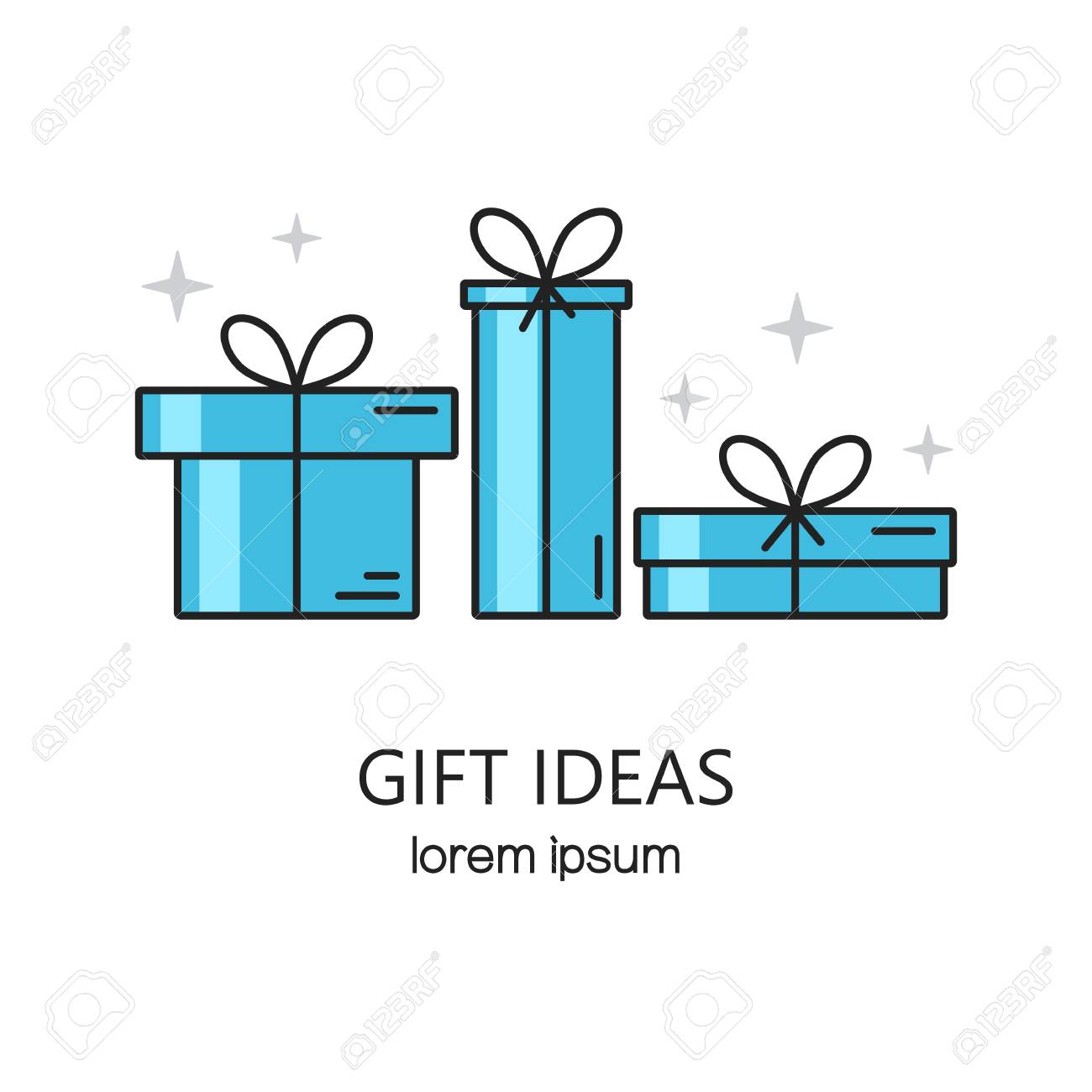 vector line style logo with gift boxes with a bow easy to use