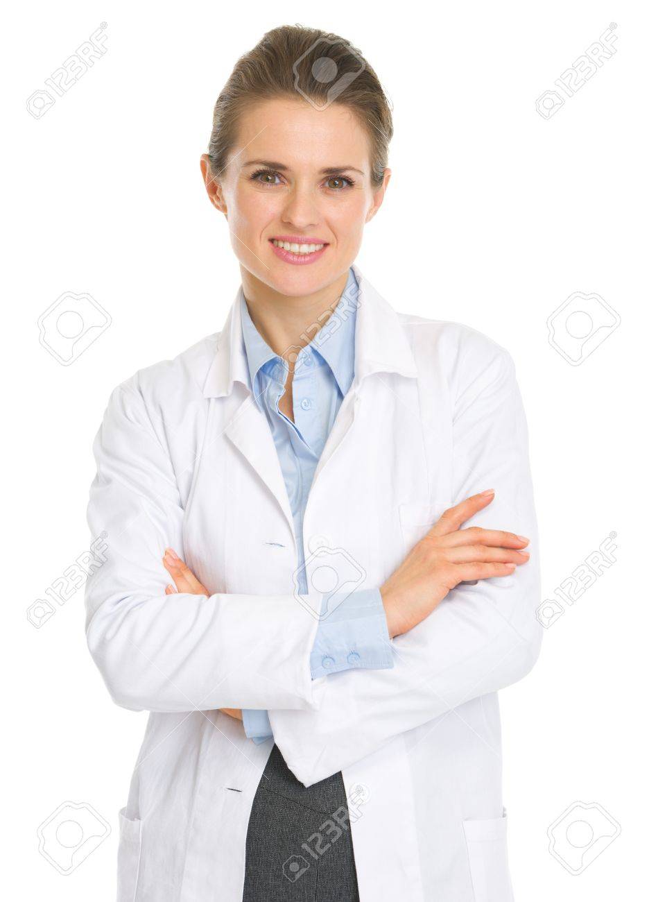 Portrait of smiling woman in white robe - 17056179 Portrait of smiling woman in white robe - 17056179
