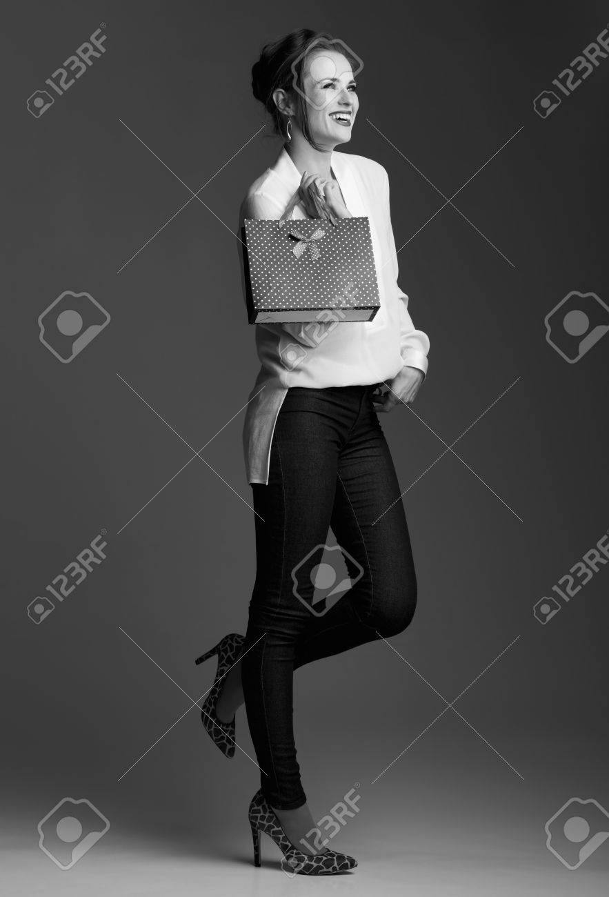 Contemporary Shopping In Black And White Aesthetic Full Length