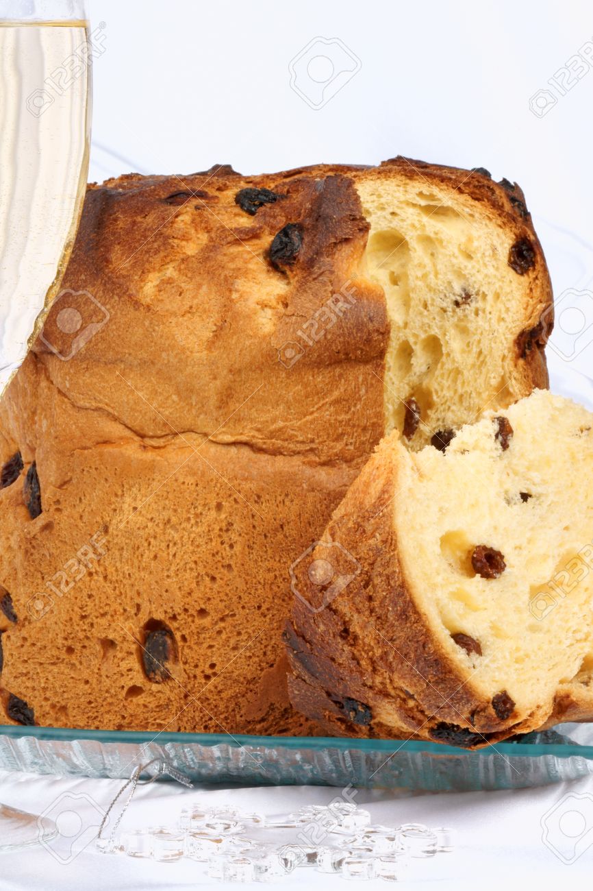 Panettone The Italian Christmas Fruit Cake Served On A Transpa Panettone The Italian Christmas Fruit Cake Served On A Transpa Glass Plate Of Spumante
