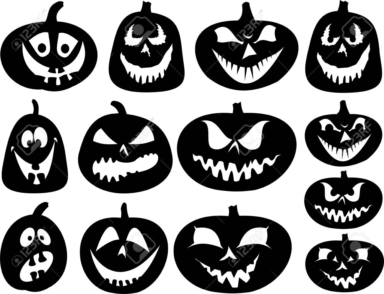 halloween pumpkin silhouettes vector set royalty free cliparts pumpkin silhouette vector