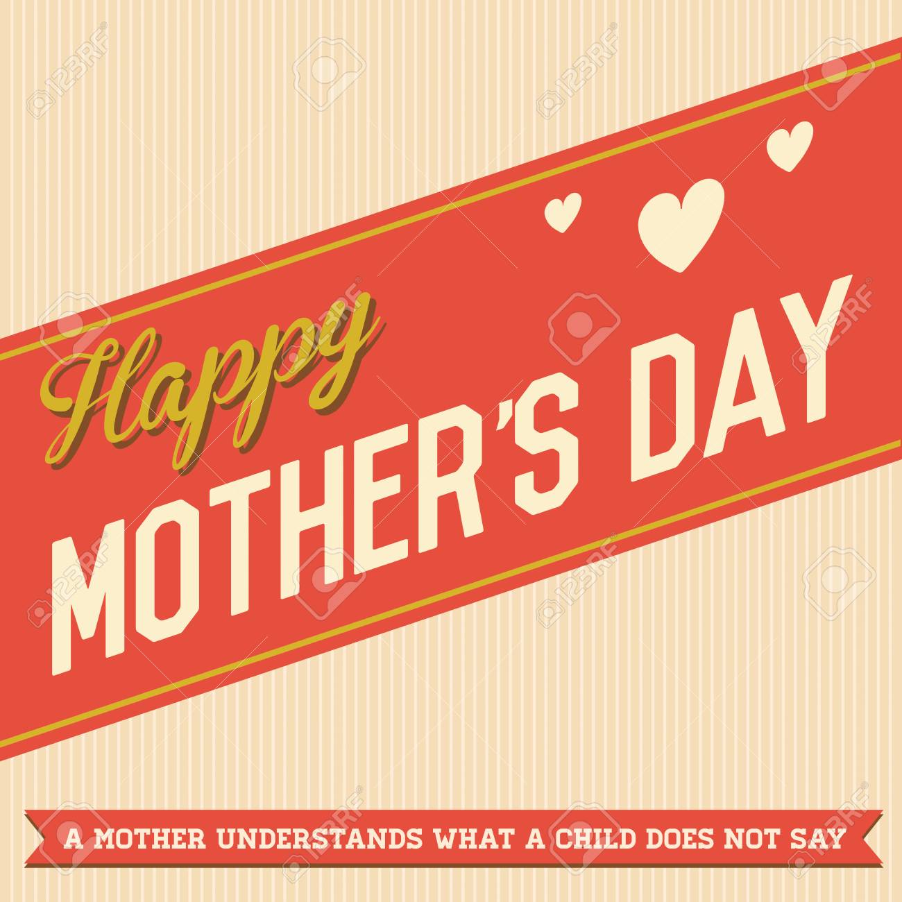 テンプレートまたははがきやポスターやステッカー バッジ印刷用レイアウトや Web のヴィンテージの幸せな母の日デザインのイラスト素材 ベクタ Image