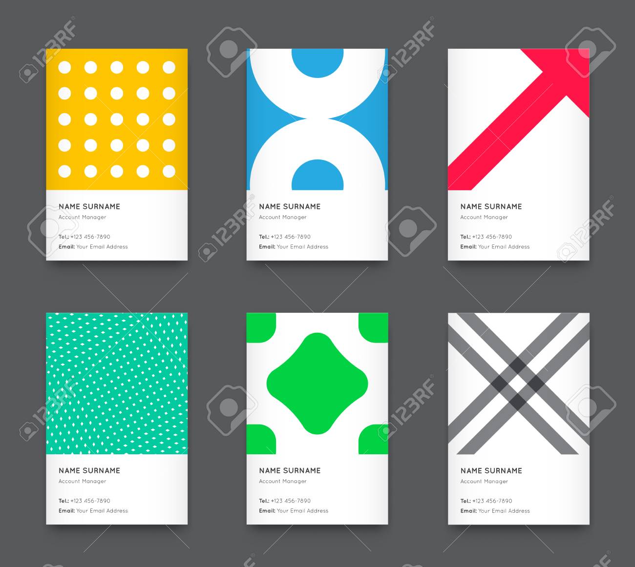 ベクトル明るいおしゃれな縦名刺セットのイラスト素材 ベクタ Image