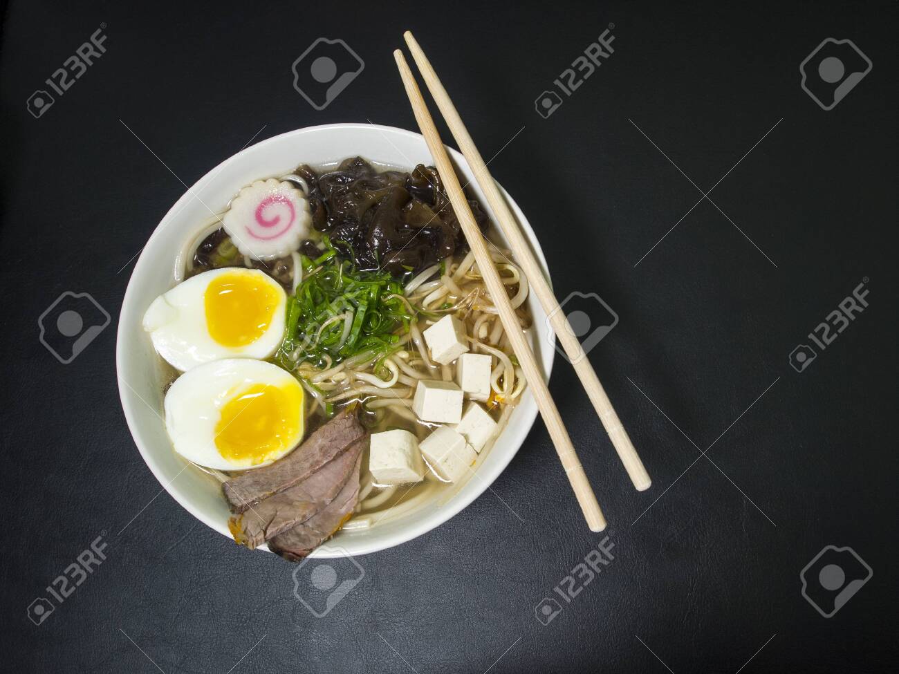 Ramen Asian Noodle Soup With Beef Eggs Fungi Vegetables Stock Photo Picture And Royalty Free Image Image 140771969