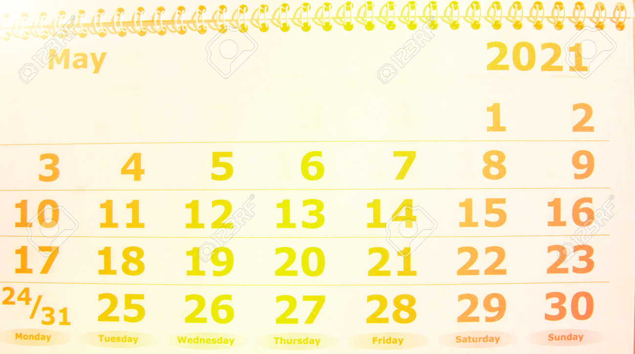 May 2021 calendar with spiral, sunlight, light and tinting - 168250931 May 2021 calendar with spiral, sunlight, light and tinting - 168250931