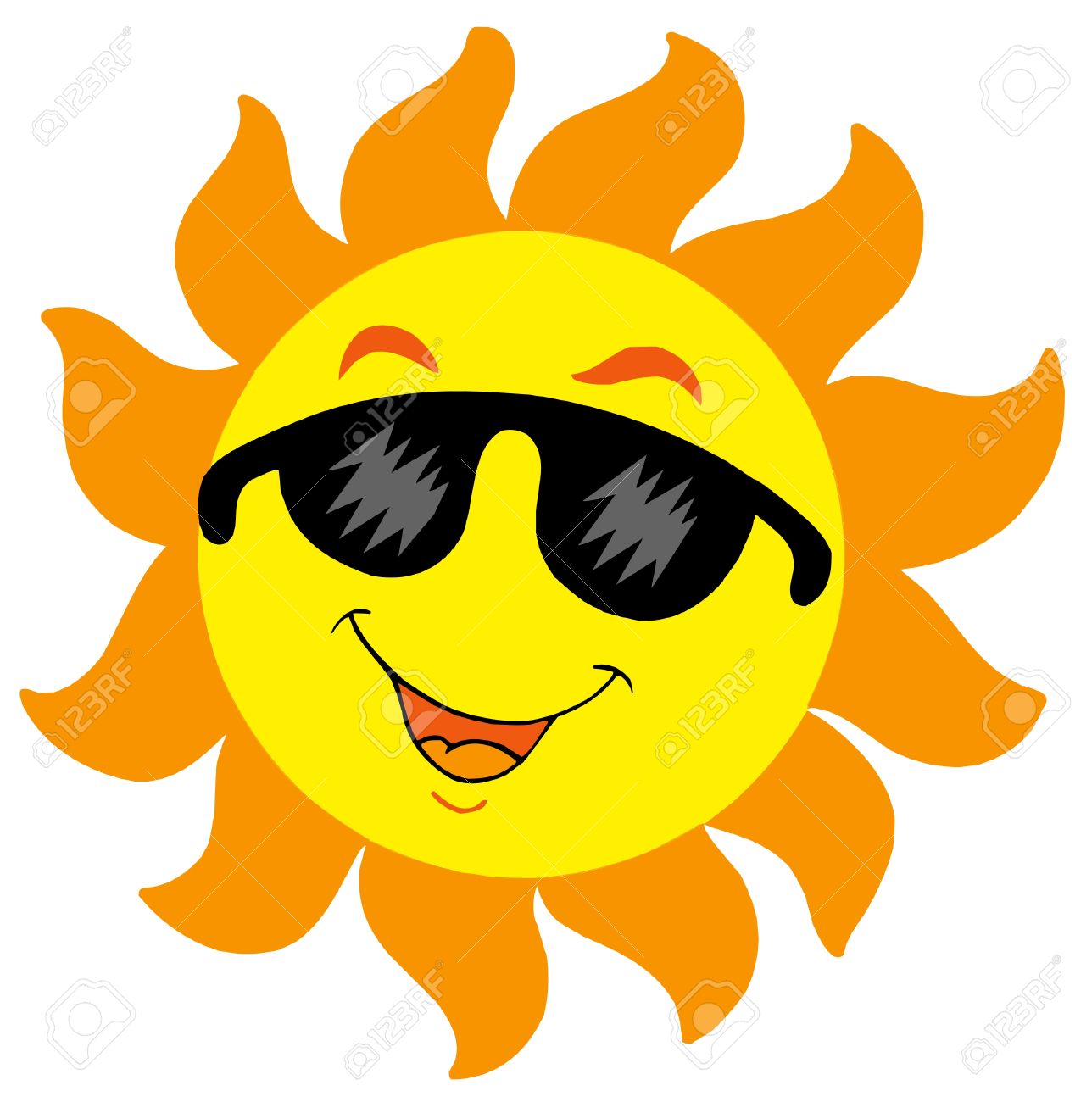 Caricatura Sol Con Gafas De Sol - Ilustración Vectorial ...