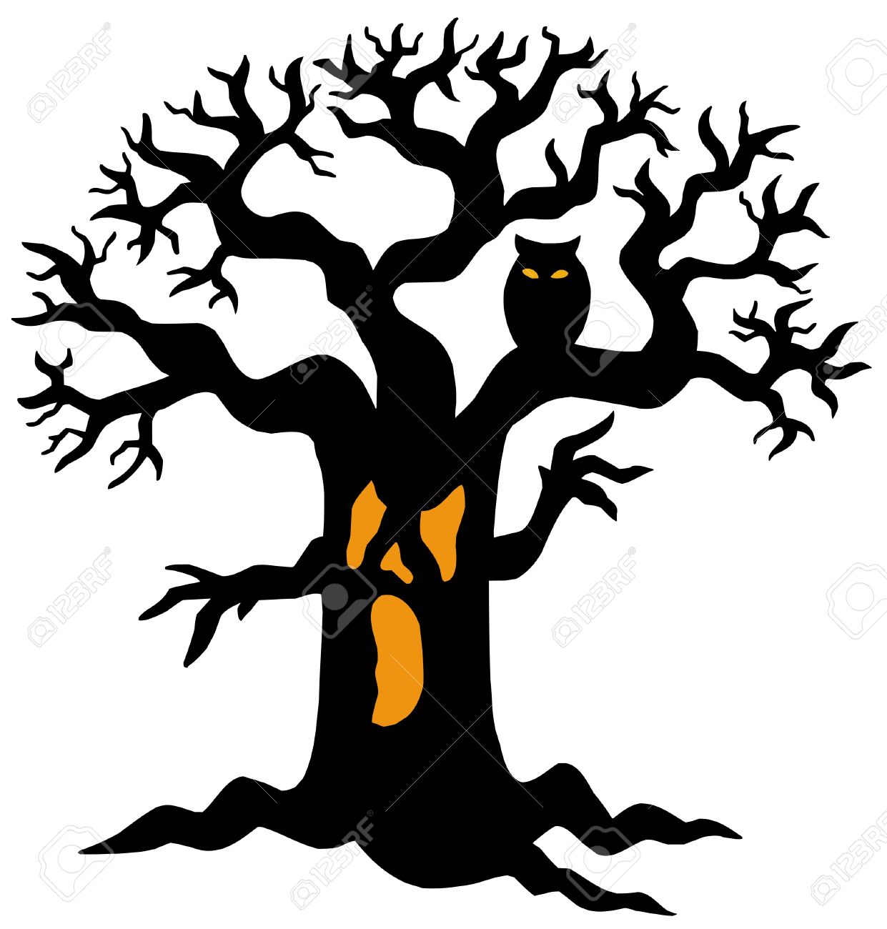 spooky tree silhouette vector illustration royalty free cliparts