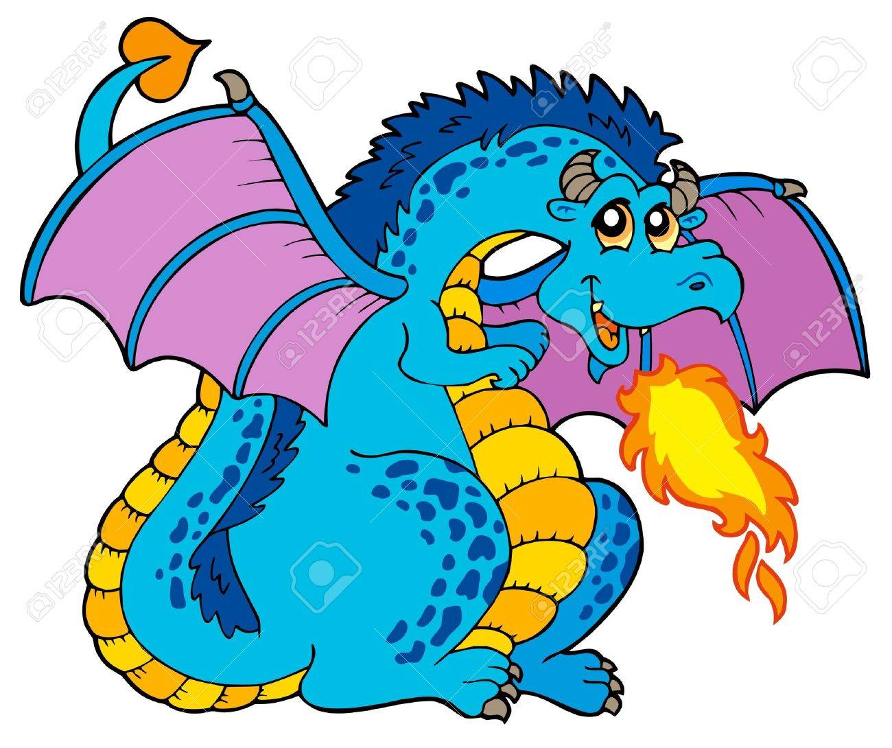 大きな青い火のドラゴンのイラスト素材 ベクタ Image