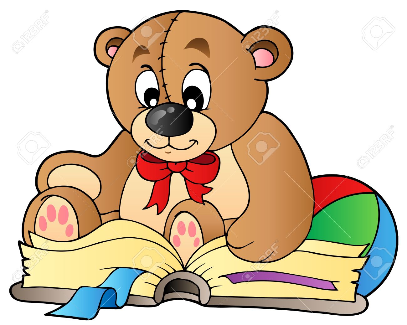 cute teddy bear reading book royalty free cliparts vectors and