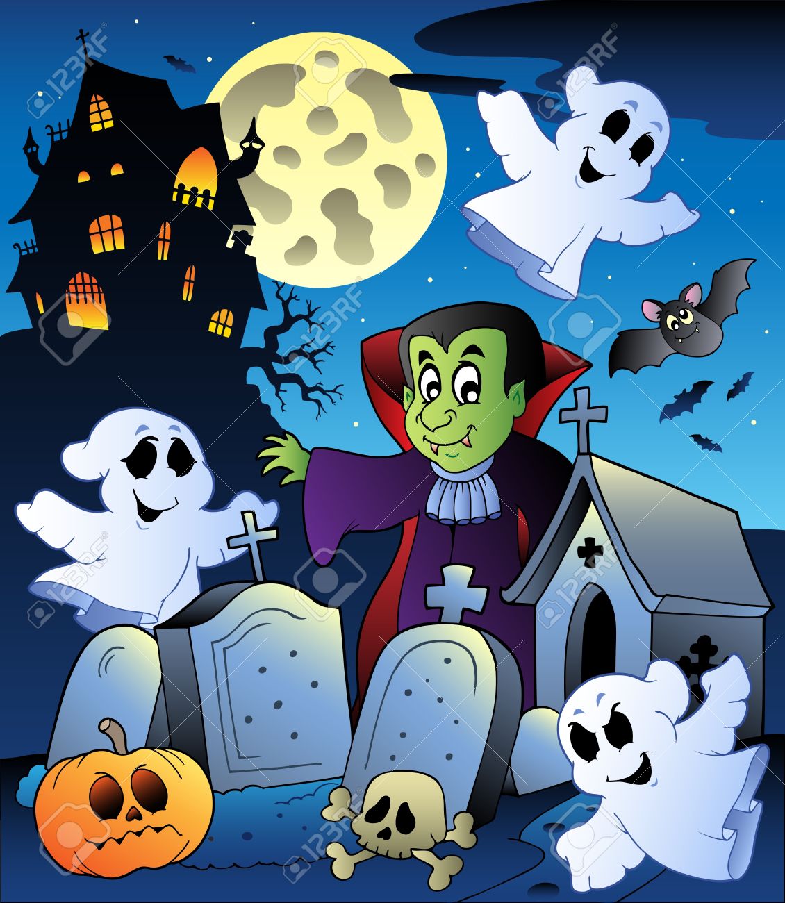 halloween scenery with cemetery