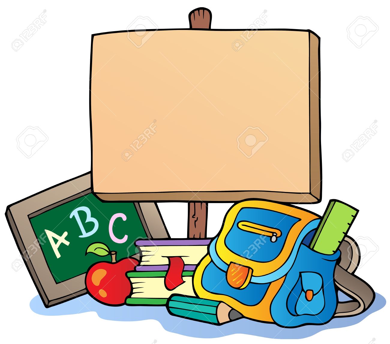 school theme with wooden board royalty free cliparts vectors and school theme
