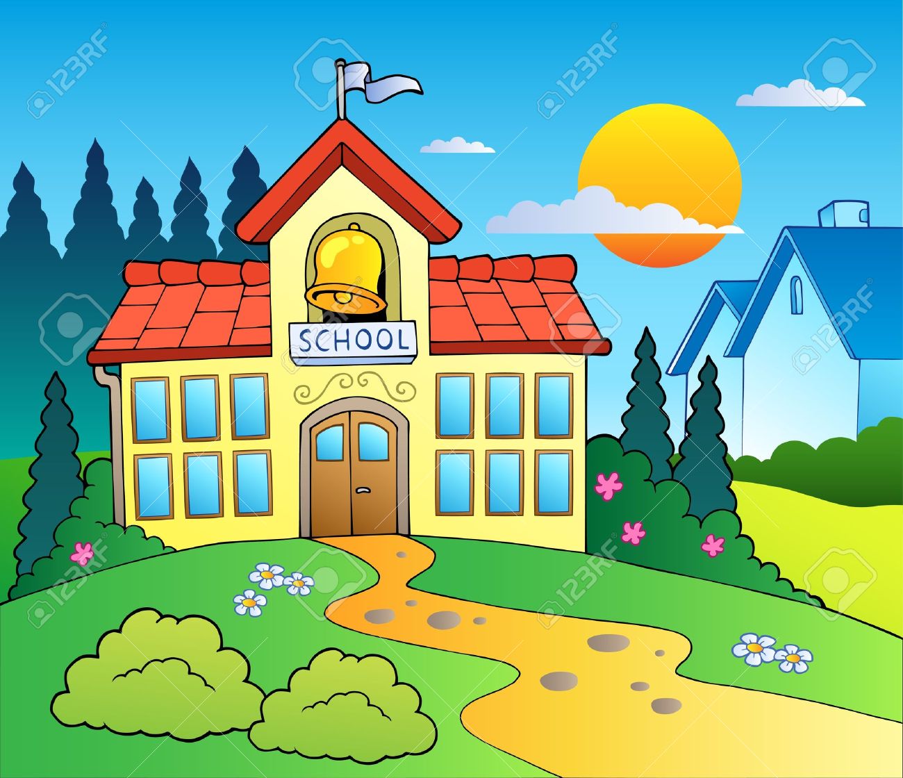 Theme With Big School Building Royalty Free SVG, Cliparts, Vectors, and  Stock Illustration. Image 10354200., image size:1300x1120