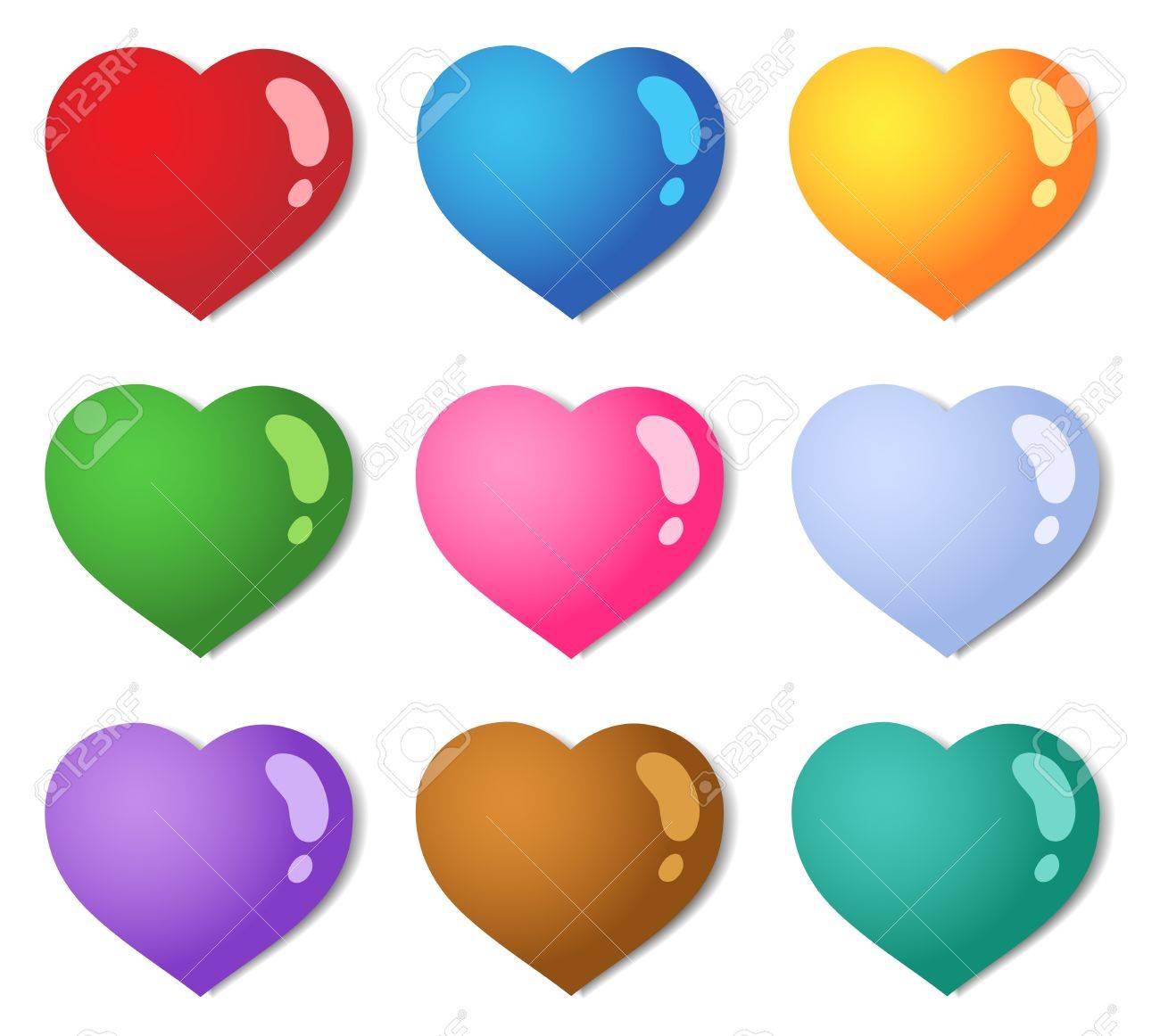 Corazones De Colores Diferentes De Recogida 1 Ilustracion
