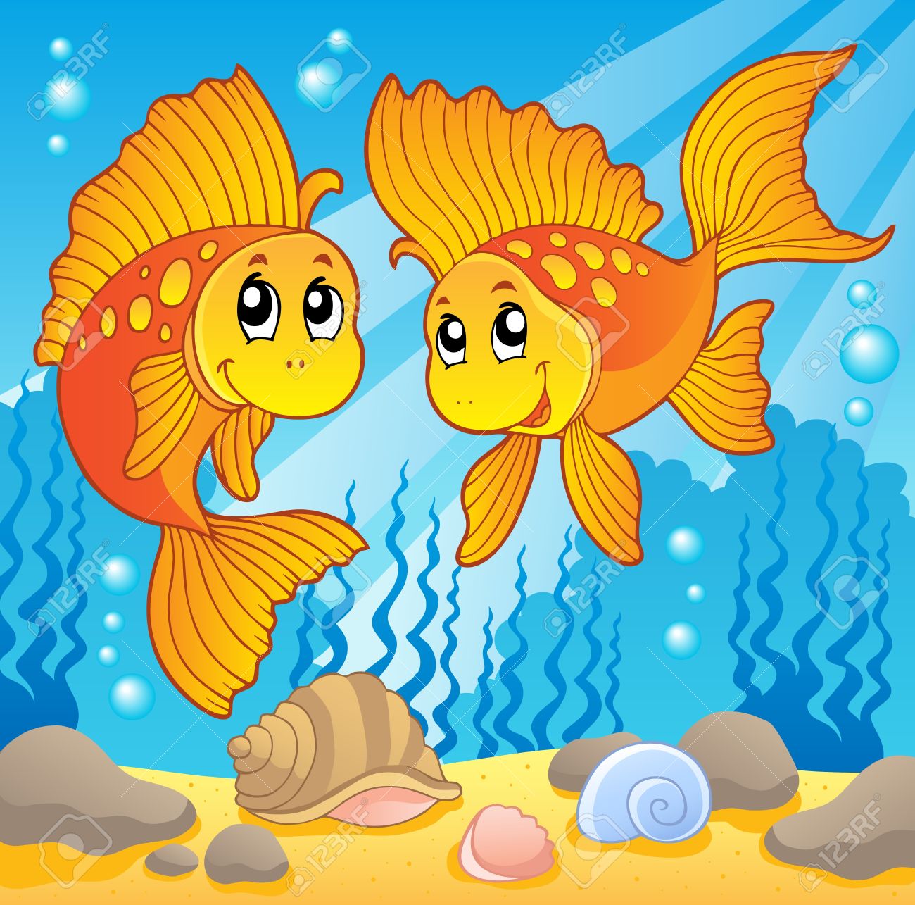 2 つのかわいい金魚 ベクトル イラストのイラスト素材 ベクタ Image