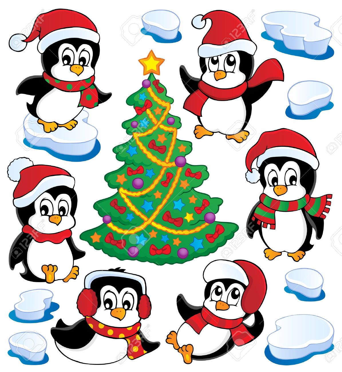cute penguins collection 4 vector illustration royalty free