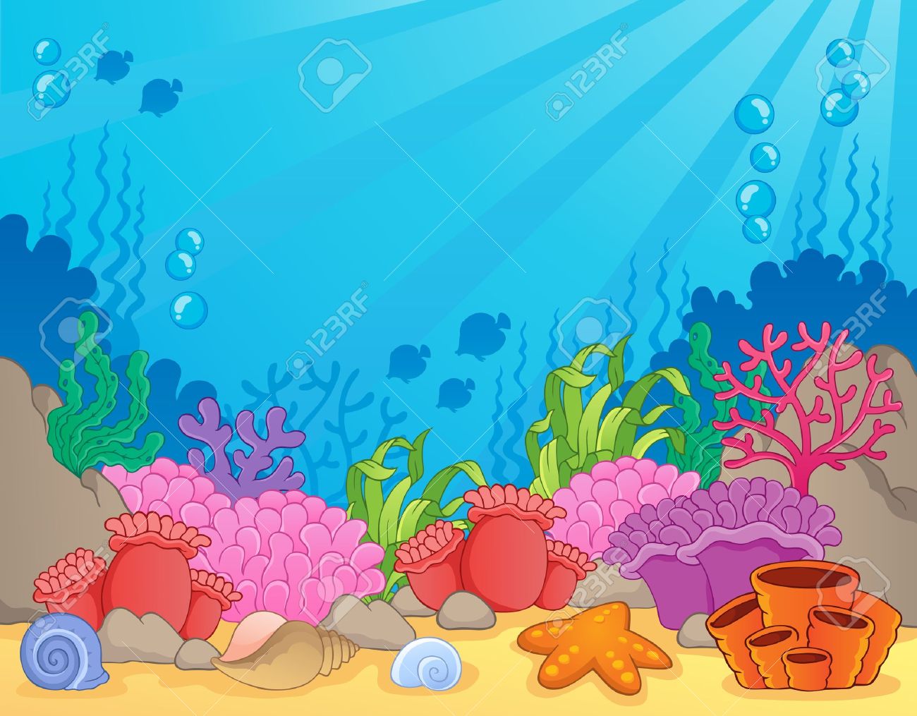 coral reef theme image 4 vector illustration royalty free cliparts