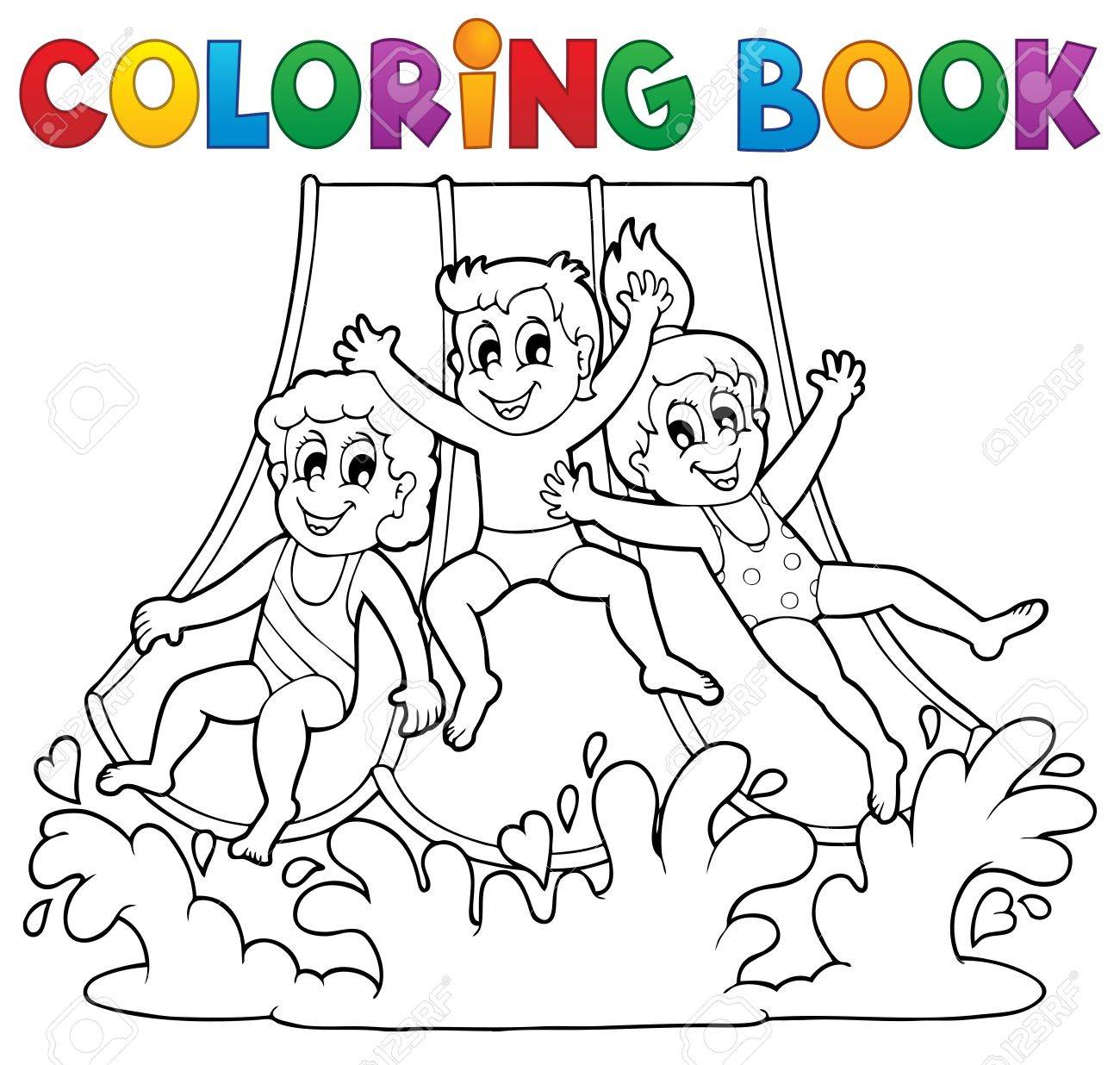 Coloriage Theme De Parc Aquatique Du Livre Clip Art Libres De Droits Vecteurs Et Illustration Image 21055327