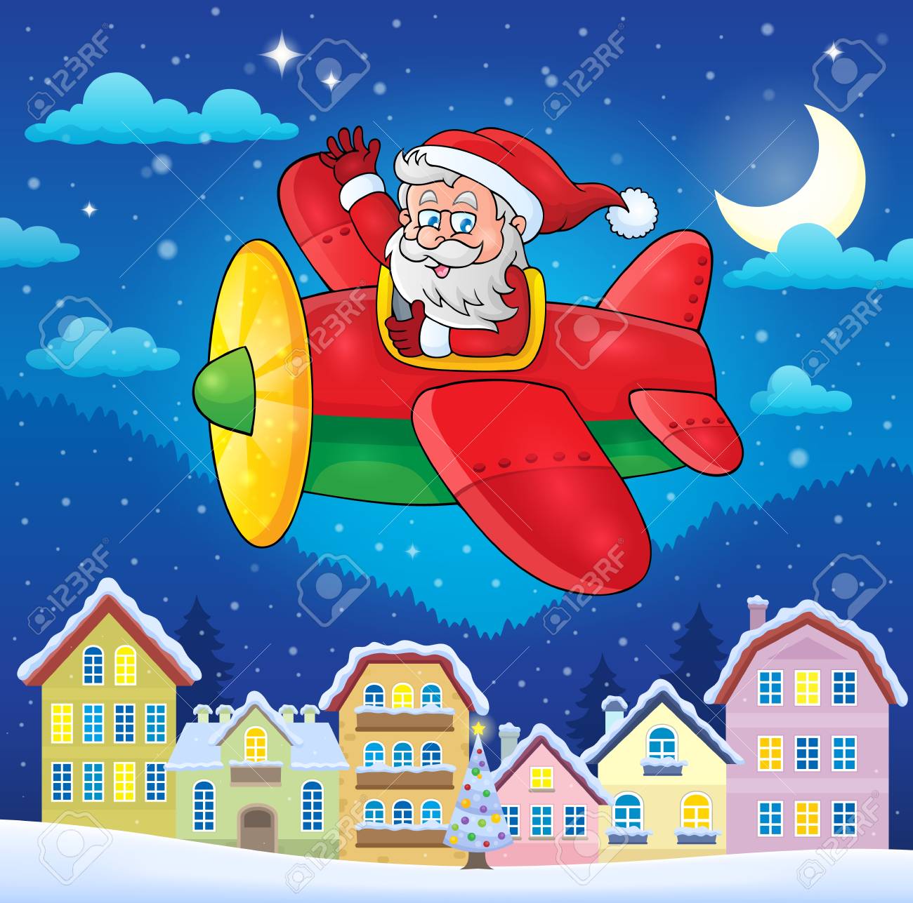 Il Babbo Natale Con L Albero Di Natale E Contenitori Di Regalo Al