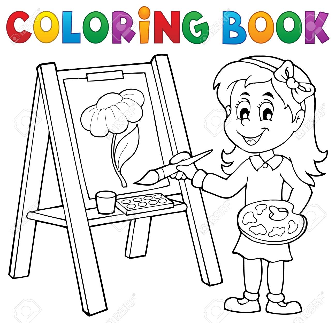 Libro Para Colorear De La Pintura Sobre - Ilustración Vectorial. Ilustraciones Svg, Vectoriales, Clip Art Vectorizado Libre De Derechos. Image 59805310.