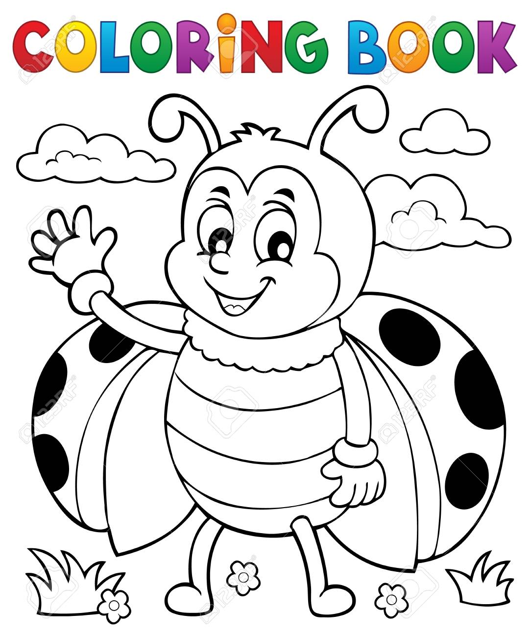 塗り絵のてんとう虫テーマ5 Eps10ベクトルイラスト のイラスト素材 ベクタ Image