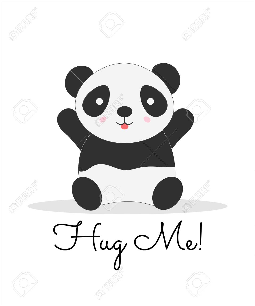 Hug Me Lettering Cartoon Vector Color Postcard Cute Panda Blushing Royalty Free Cliparts Vectors And Stock Illustration Image