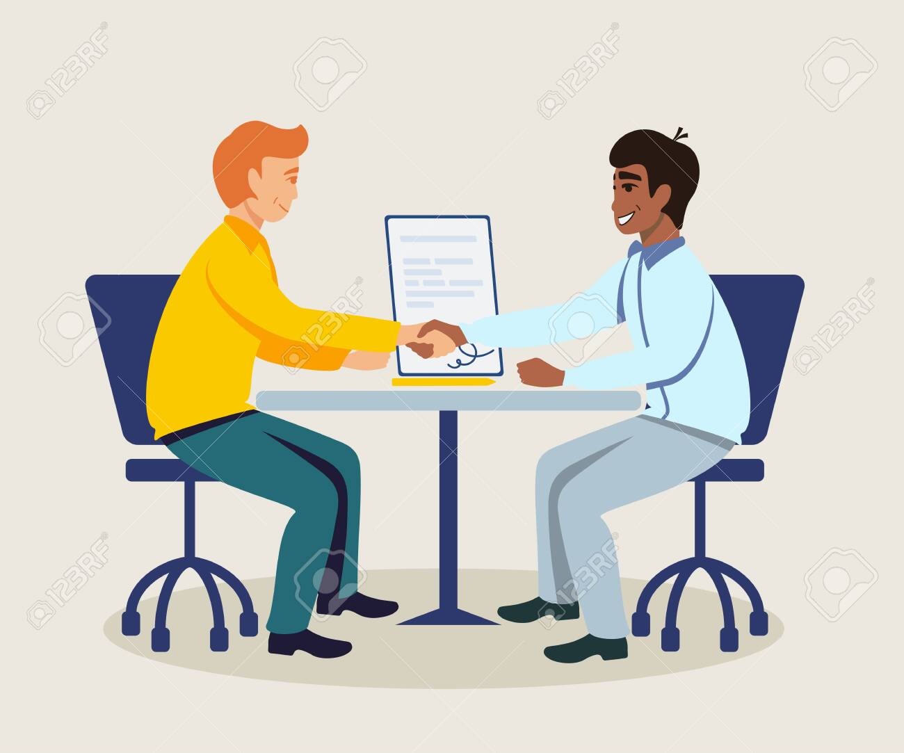 Business Partners Making Agreement Illustration Colleagues Shaking Royalty Free Cliparts Vectors And Stock Illustration Image 130275226