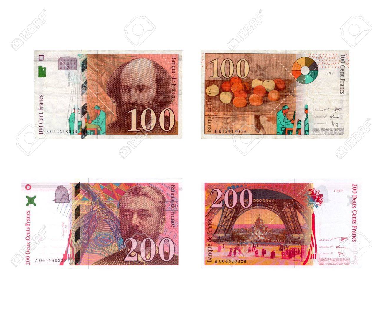 フランス500フランと200フラン　旧紙幣 フランス500フランと200フラン 旧紙幣