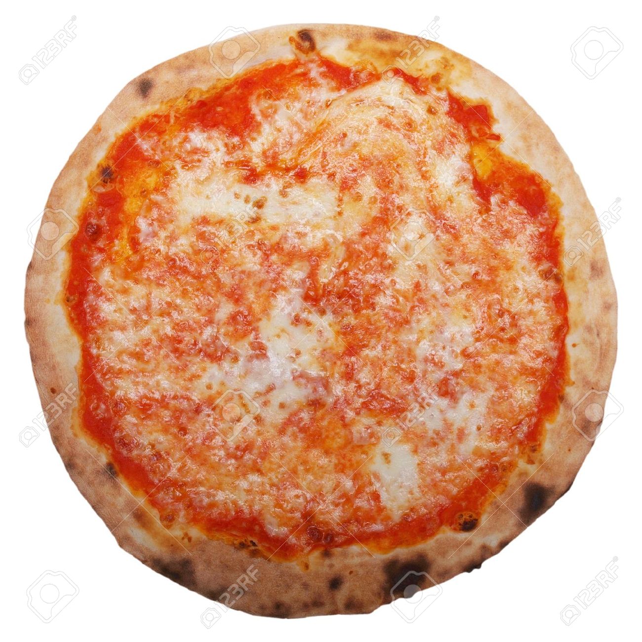 Italian Pizza Margherita Margarita With Tomato And Mozzarella Cheese Isolated Over A White Background Stock Photo Picture And Royalty Free Image Image