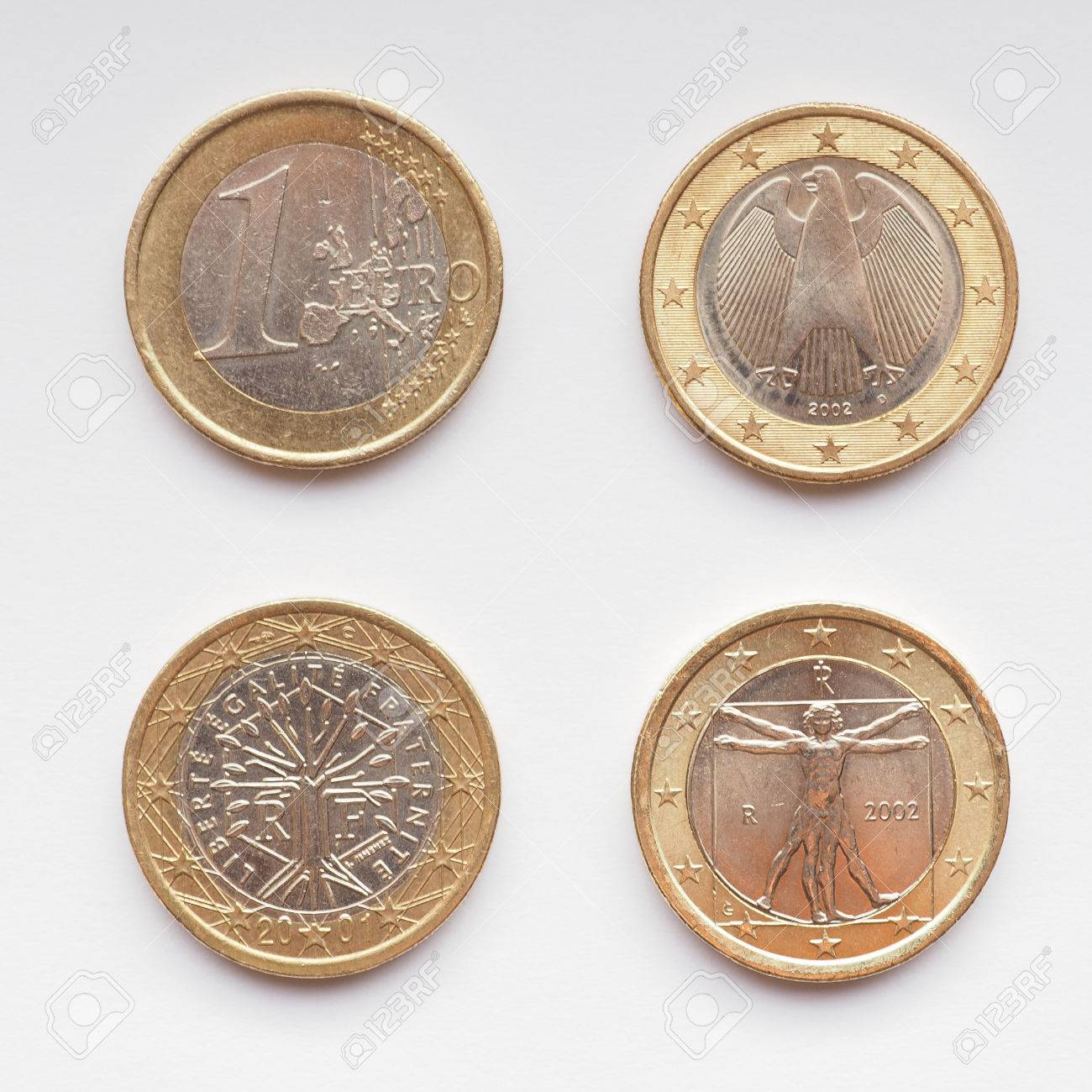 ドイツ、フランスとイタリアの 1 ユーロ硬貨の写真素材・画像素材 Image 33564250