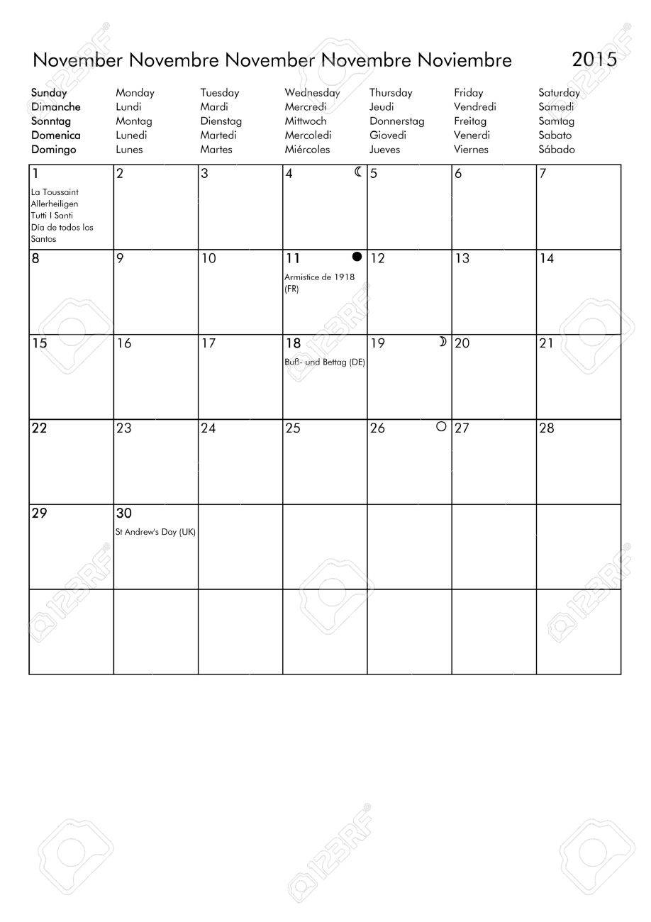 european multilingual calendar 2015 in english french german stock november calendar in french
