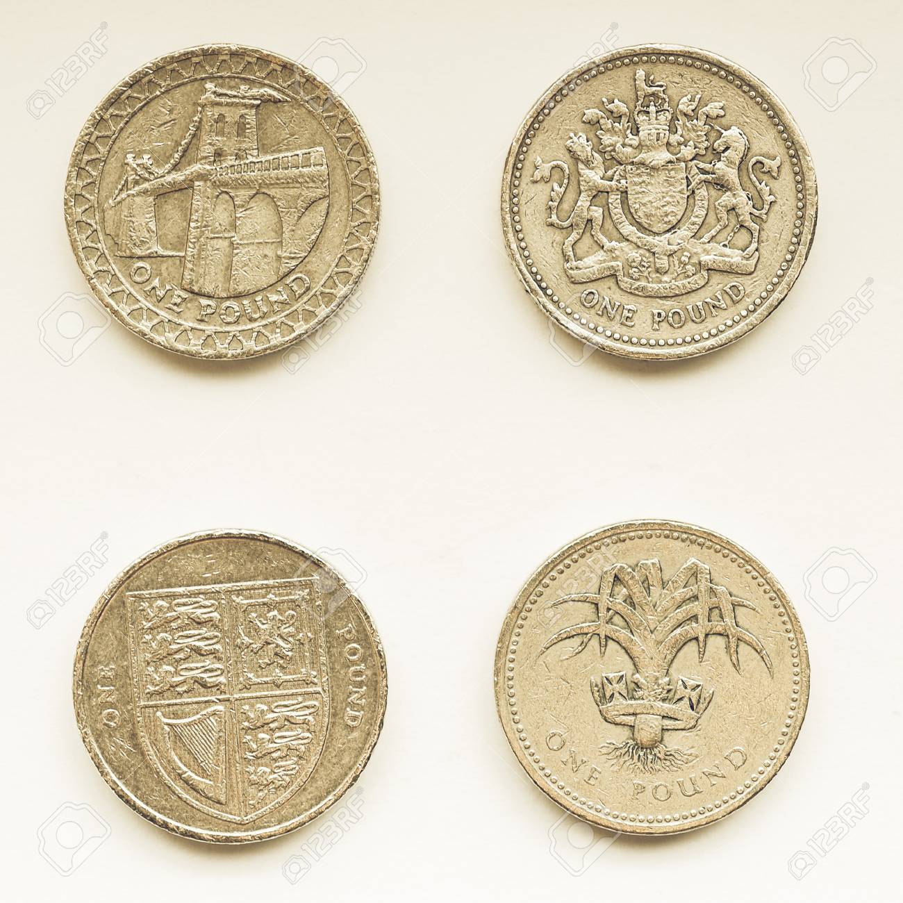 イギリスの 1 ポンド コイン通貨を探しての写真素材・画像素材 Image 65431517