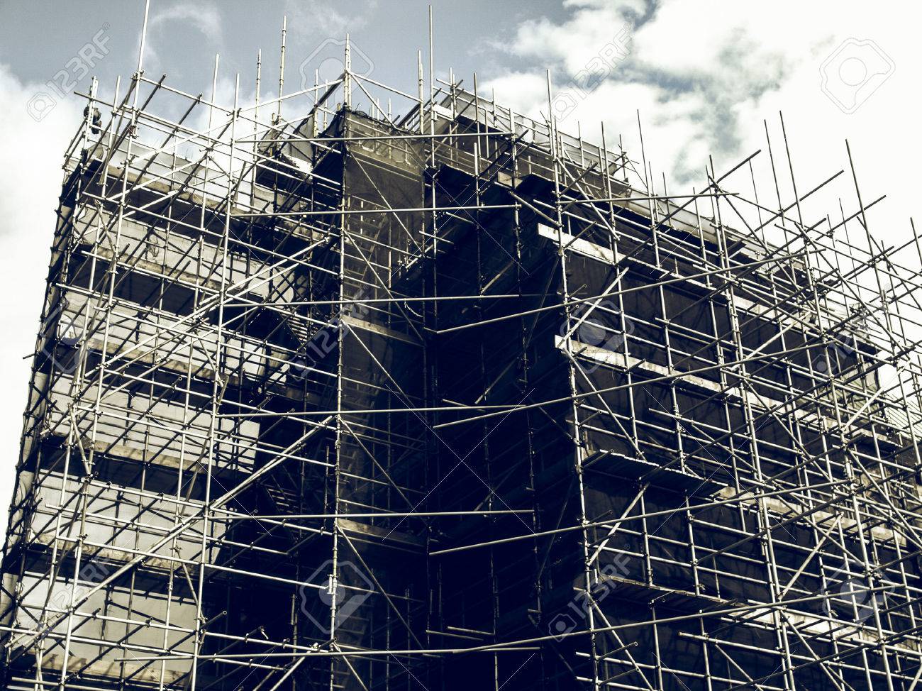 vintage looking temporary scaffold for construction works at stock the scaffold works