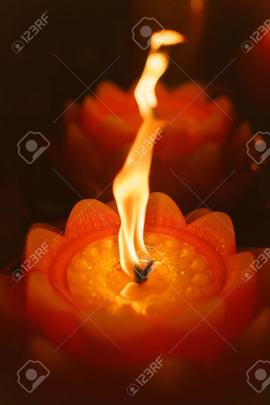 Burning Lotus Candle Stock Photo, Picture and Royalty Free Image. Image  59327161.