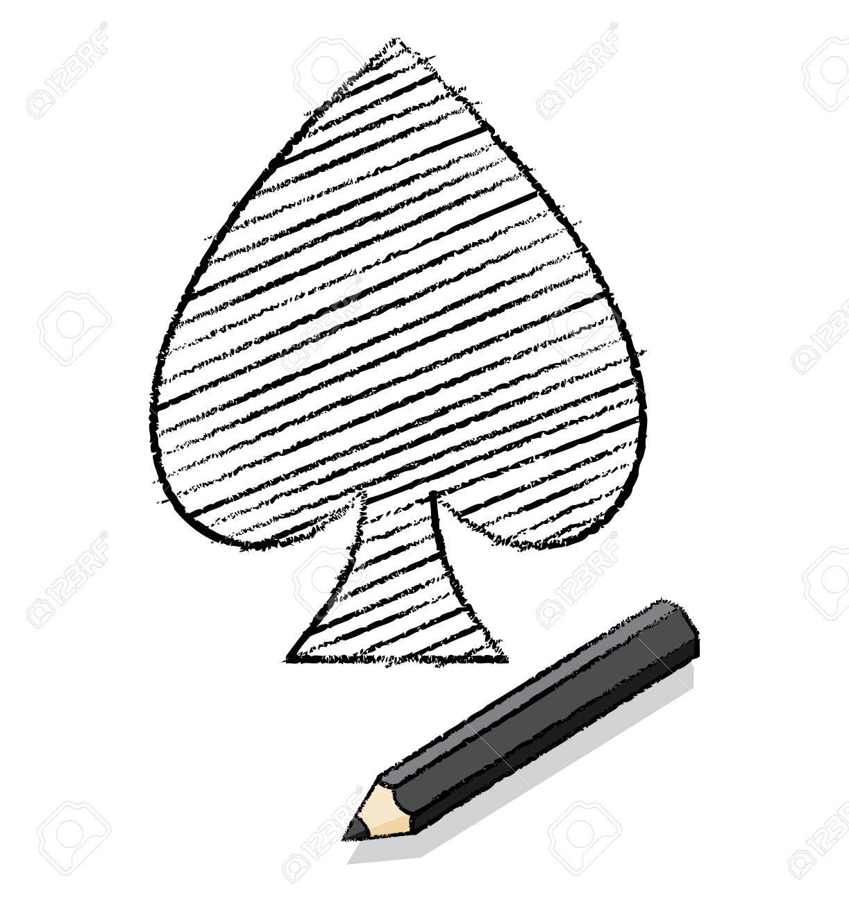 Illustration illustration of ace of spades icon drawn by black pencil