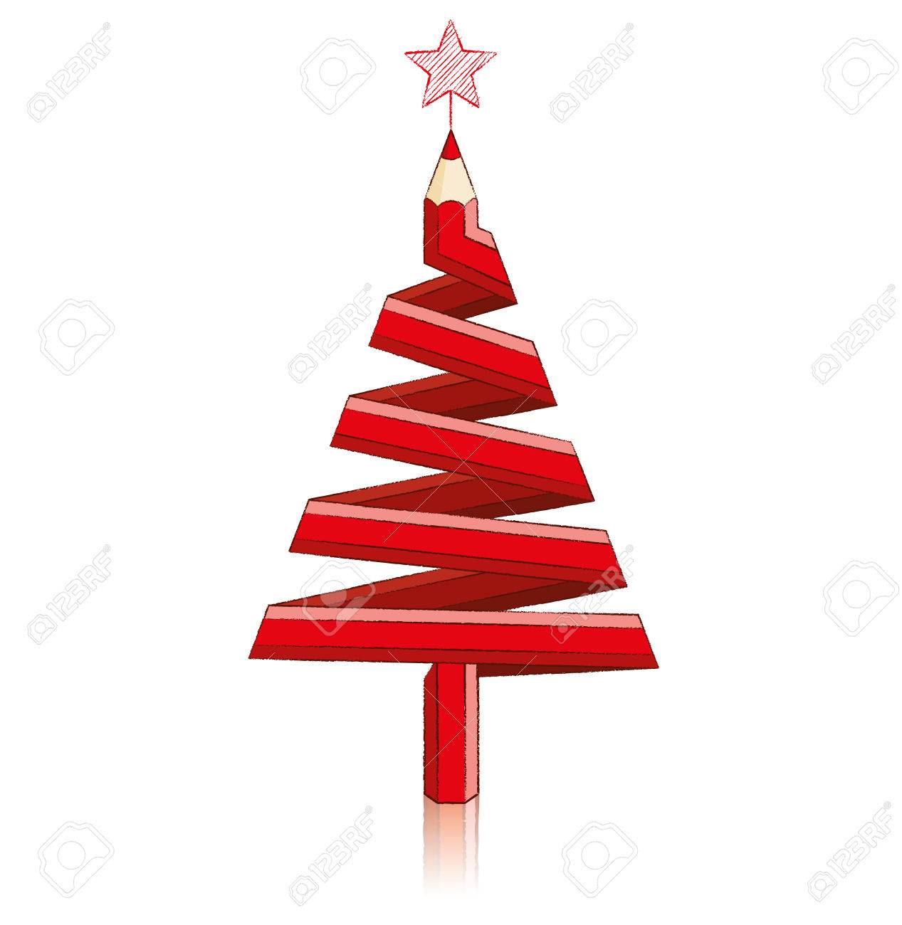 Red Pencil In Shape Of Christmas Tree Stock Vector Red Pencil In Shape Of Christmas Tree Stock Vector