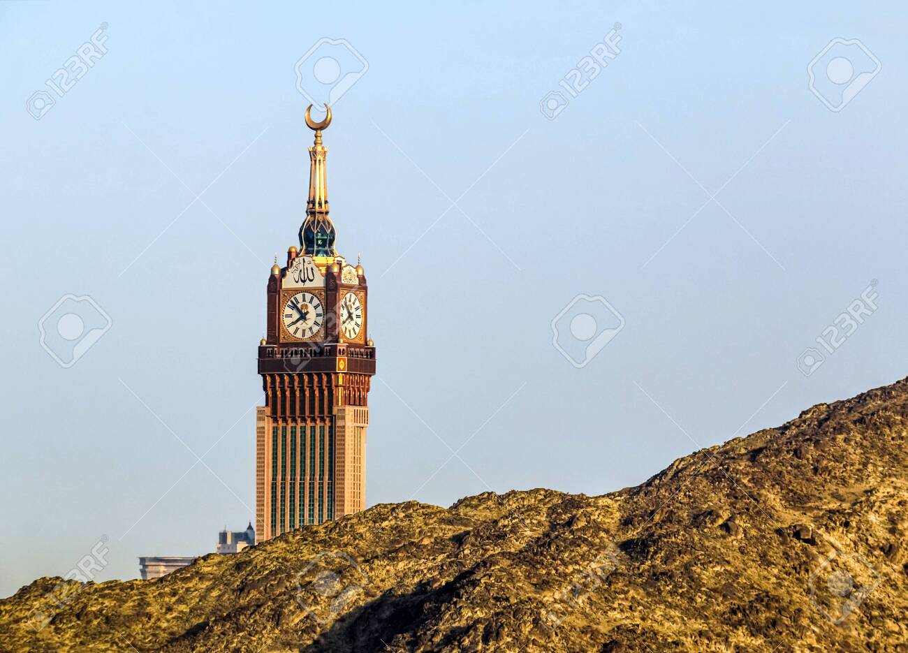 Scenic View Of Makkah Tower Clock Tower Top View And Dry