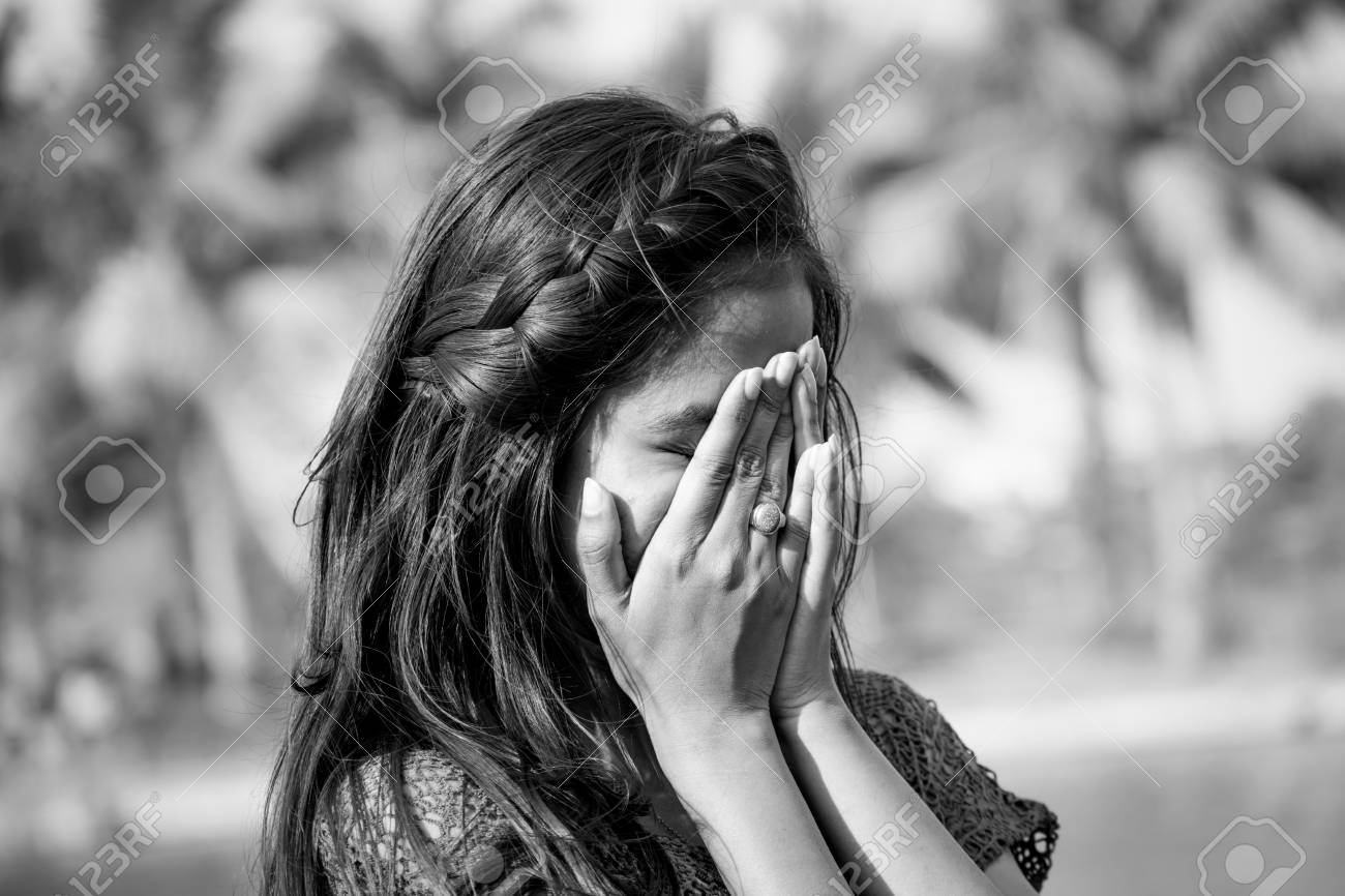 A Shie Girl Beauti Hidden Face Stock Photo, Picture And Royalty ...