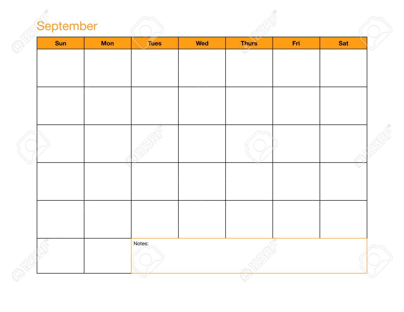 a blank calendar page with only the days and the month listed calendar page blank