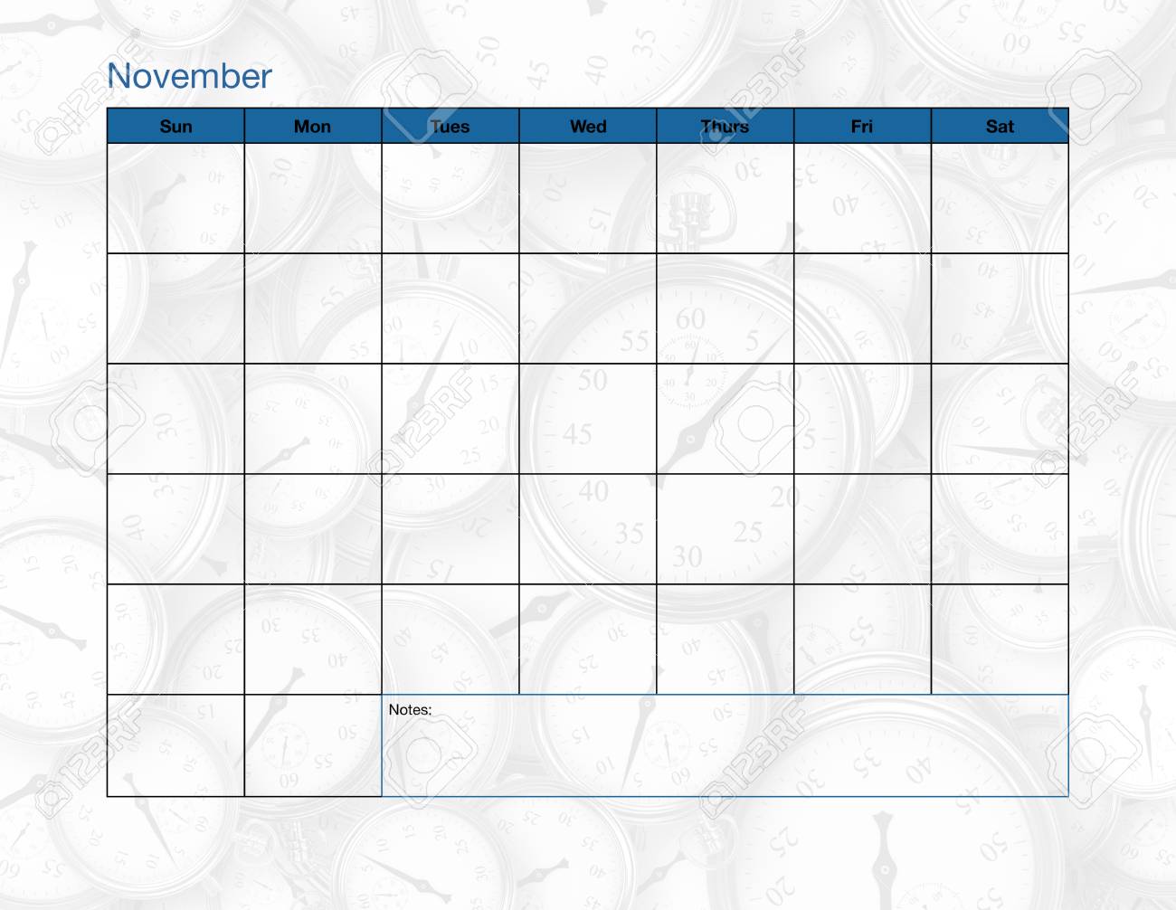 a blank calendar page with only the days and the month listed blank calender page