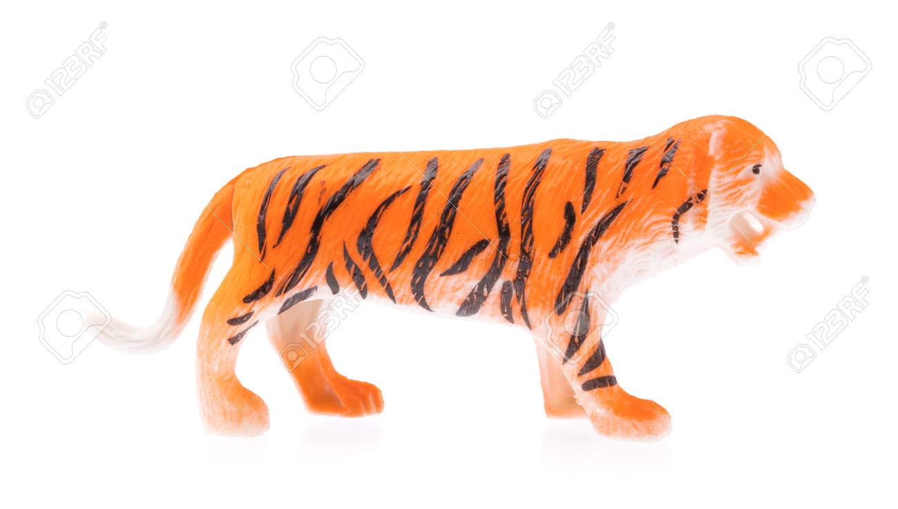 Tiger Made Out Of Plastic Animal Toy Isolated On White Background Stock Photo Picture And Royalty Free Image Image 108119648
