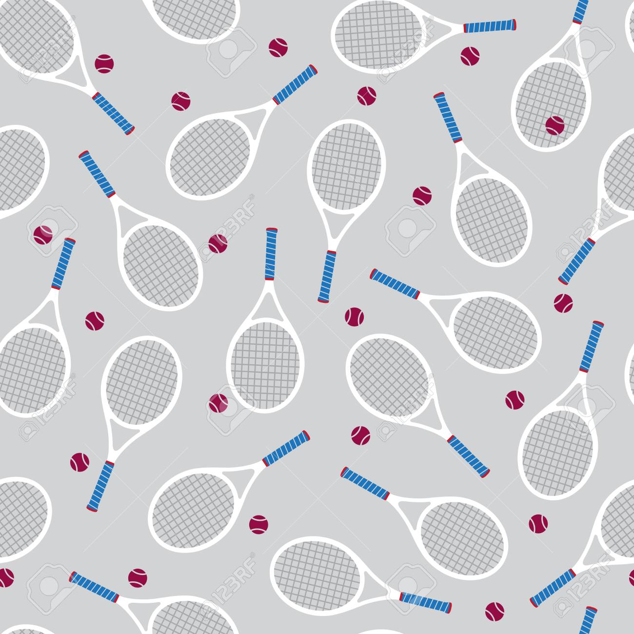 テニスラケットボールベクトルシームレスパターン孤立壁紙背景グレー のイラスト素材 ベクタ Image