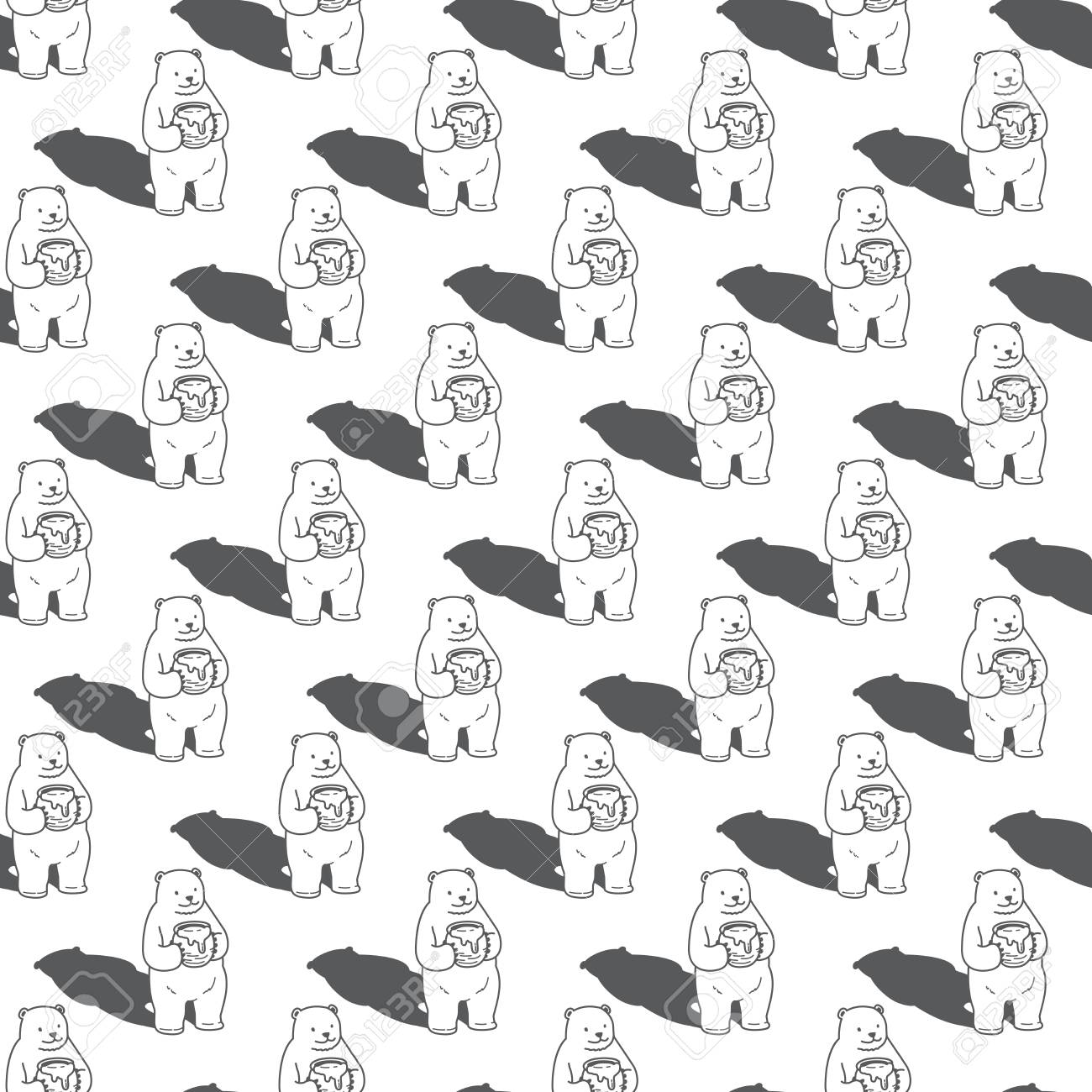 Polar Bear Seamless Pattern Vector Honey Wallpaper Background