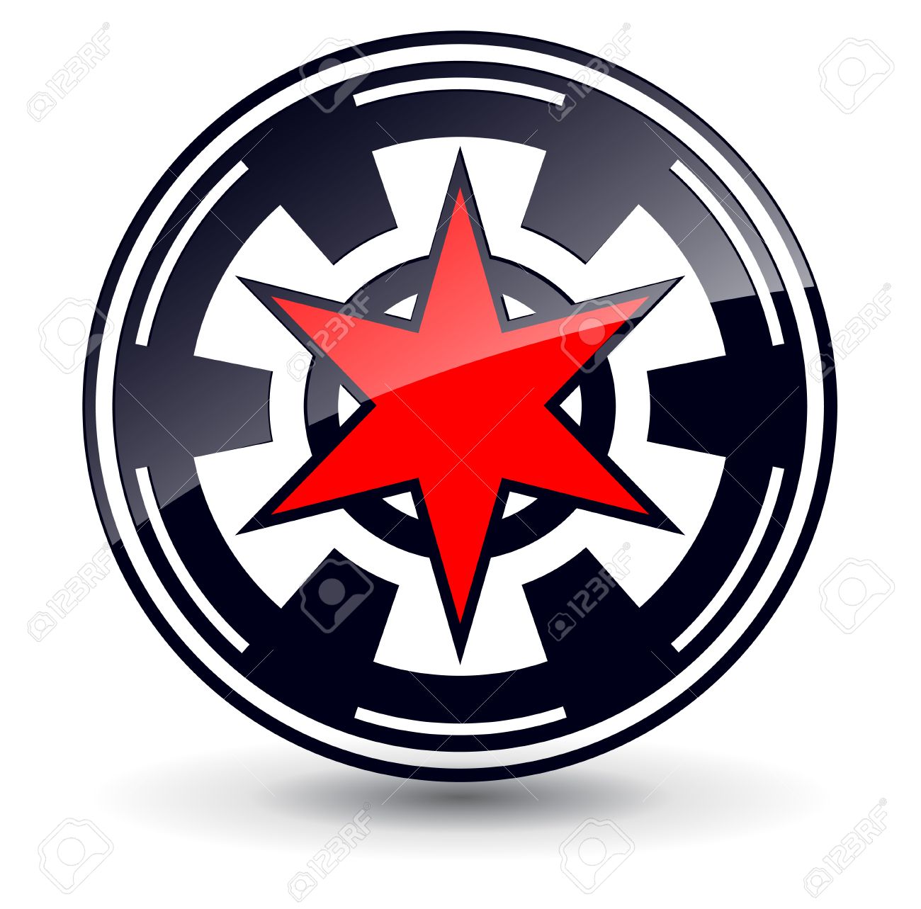 Logo 3d Red Star In Circle Black And Red Royalty Free Cliparts