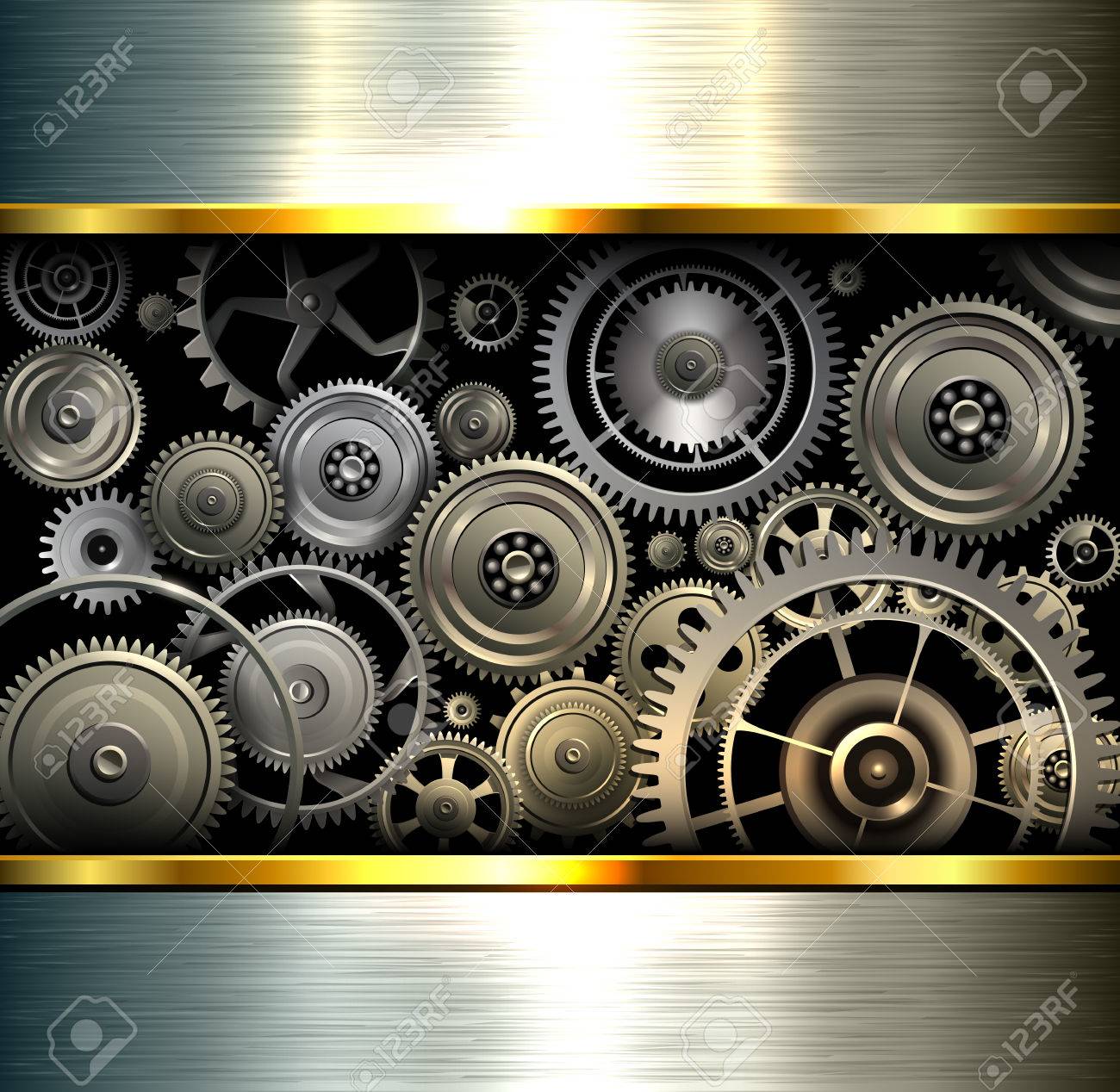 Abstract background metallic chrome silver with gears, vector illustration. - 39785560 Abstract background metallic chrome silver with gears, vector illustration. - 39785560